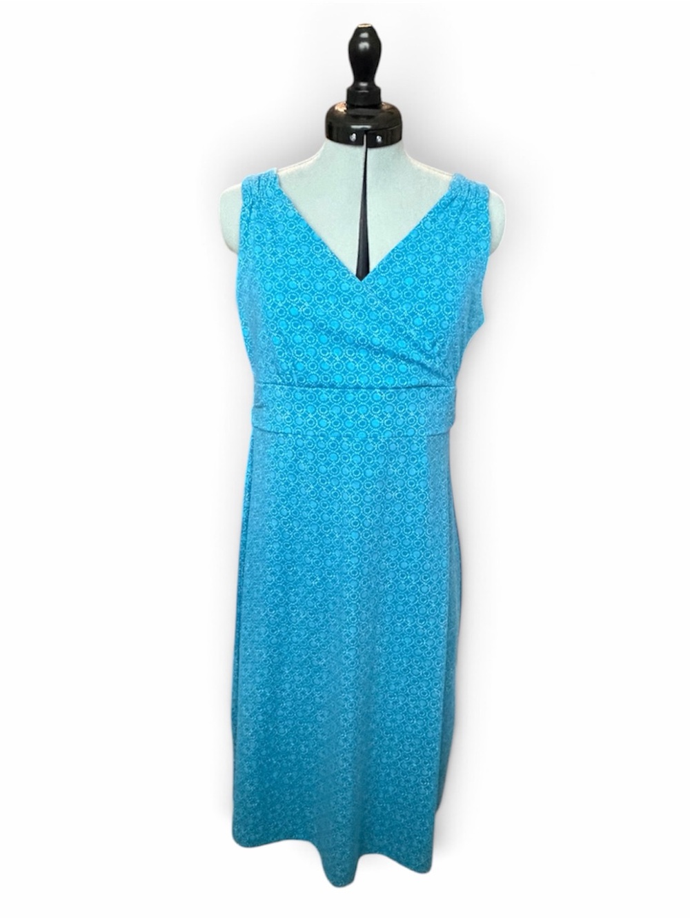 Eddie Bauer Lily sleeveless crossover dress -blue print S